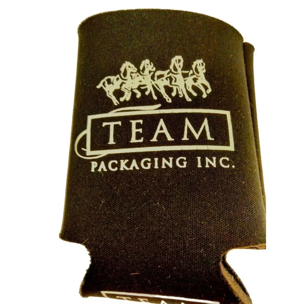 Team Packaging Can Koozie Black White Horse Team